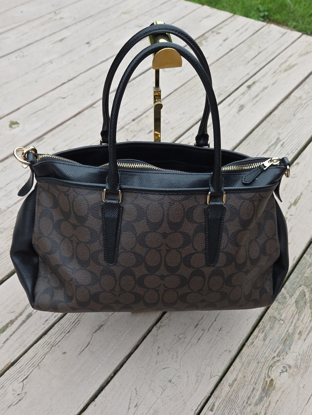 Coach Morgan Satchel F34617 Black & Brown Coated Canvas Monogram $450 Retail EUC - Picture 7 of 17